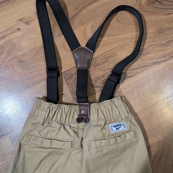 Oshkosh B'Gosh Toddler Size 3T Suspenders Brown Easter Pictures Church - Picture 2 of 11